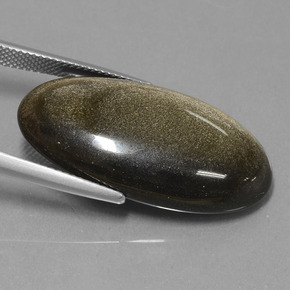 Obsidiana ouro natural 22,94ct, corte oval, opaco