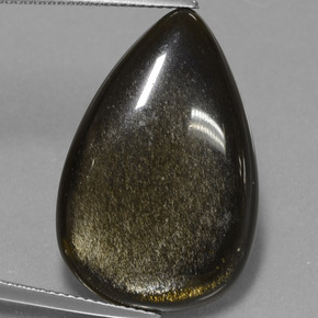 Obsidiana preto natural 19,08ct, formato de pêra, opaco
