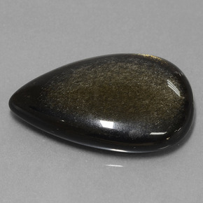 Obsidiana preto natural 19,08ct, formato de pêra, opaco