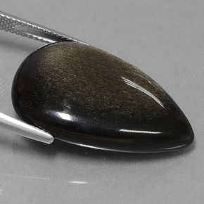 Obsidiana preto natural 19,08ct, formato de pêra, opaco