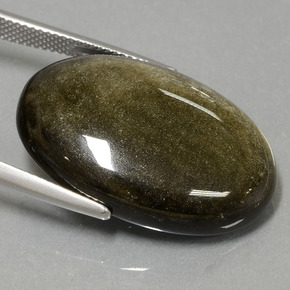 Obsidiana ouro natural 23,69ct, corte oval, opaco