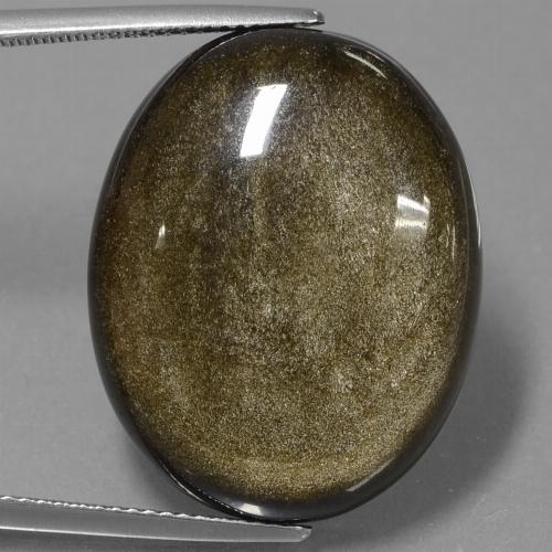 Obsidiana dourado natural 28,57ct, corte oval, opaco