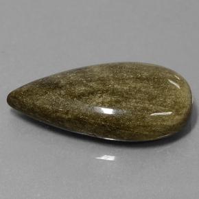 Obsidiana preto natural 20,88ct, formato de pêra, opaco