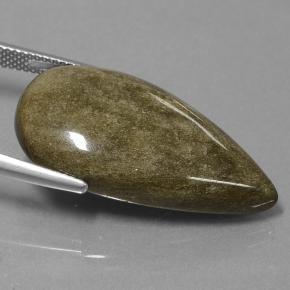 Obsidiana preto natural 20,88ct, formato de pêra, opaco