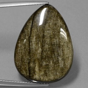 Obsidiana Brilho Dourado Natural 19.38ct, Formato de pêra, Opaco