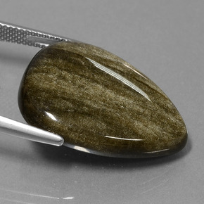 Obsidiana Brilho Dourado Natural 19.38ct, Formato de pêra, Opaco
