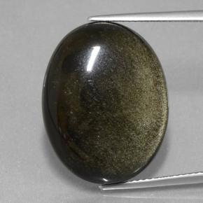 Obsidiana preto natural 18,98ct, corte oval, opaco