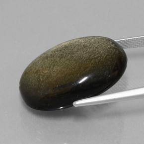 Obsidiana preto natural 18,98ct, corte oval, opaco