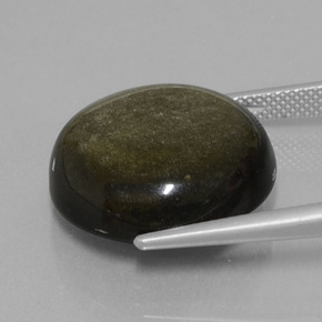 Obsidiana Ouro Preto Brilho Natural 19.72ct, Corte Redondo, Opaco