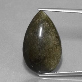 Obsidiana bronze enegrecido natural 14,16ct, formato de pêra, opaco