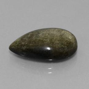 Obsidiana bronze enegrecido natural 14,16ct, formato de pêra, opaco