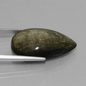 Obsidiana bronze enegrecido natural 14,16ct, formato de pêra, opaco