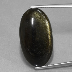 Obsidiana ouro preto brilho natural 15,17ct, corte oval, opaco