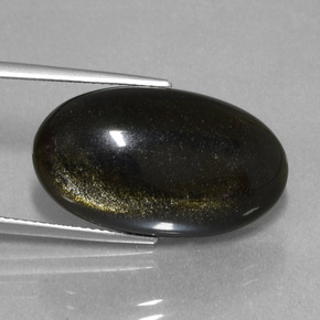 Obsidiana ouro preto brilho natural 15,17ct, corte oval, opaco