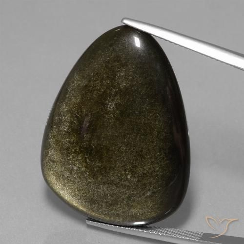 38.75ct Natural Preto com brilho dourado Obsidiana, Trilhão, Opaco