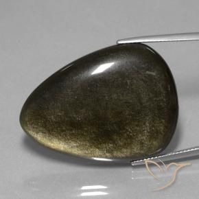 Obsidiana Preto com brilho dourado Natural 38.75ct, Trilhão, Opaco