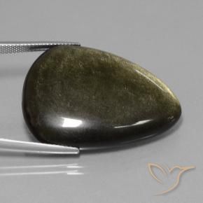 Obsidiana Preto com brilho dourado Natural 38.75ct, Trilhão, Opaco
