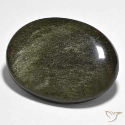 Obsidiana Preto com brilho dourado Natural 42.63ct, oval, Opaco