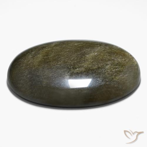 Obsidiana Preto com brilho dourado Natural 42.63ct, oval, Opaco
