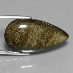 Obsidiana ouro natural 20,94ct, formato de pêra, opaco
