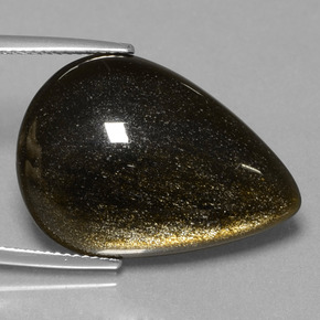 Obsidiana Brilho Dourado Natural 15.44ct, Formato de pêra, Opaco