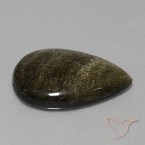 Obsidiana Preto com brilho dourado Natural 35.49ct, Formato de pêra, Opaco