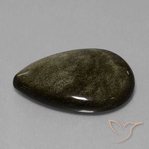 Obsidiana Preto com brilho dourado Natural 37.83ct, Formato de pêra, Opaco
