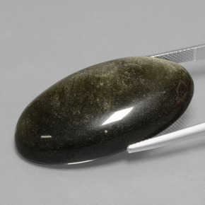 Obsidiana Brilho Dourado Natural 41.23ct, Corte Oval, Opaco