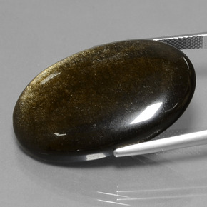Obsidiana ouro natural 37,13ct, corte oval, opaco