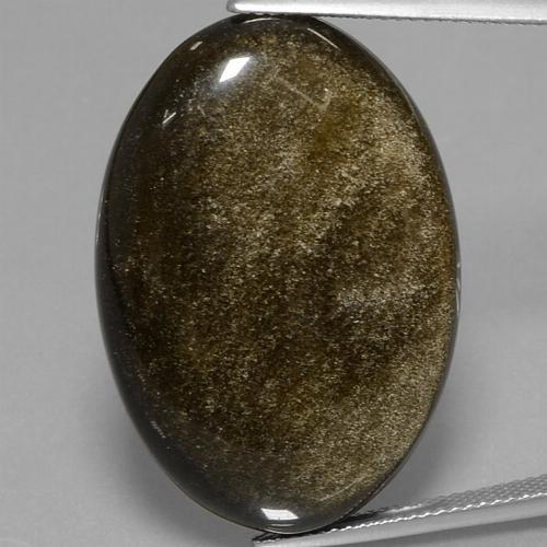 Obsidiana dourado natural 37,84ct, corte oval, opaco