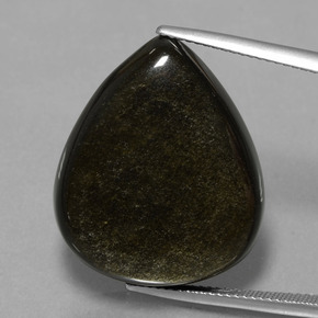 Obsidiana preto natural 26,56ct, formato de pêra, opaco
