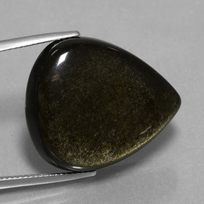 Obsidiana preto natural 26,56ct, formato de pêra, opaco