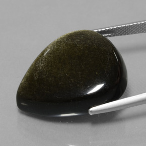 Obsidiana preto natural 26,56ct, formato de pêra, opaco