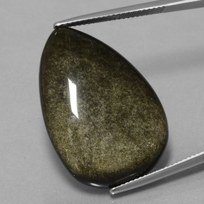 Obsidiana preto natural 28,31ct, formato de pêra, opaco