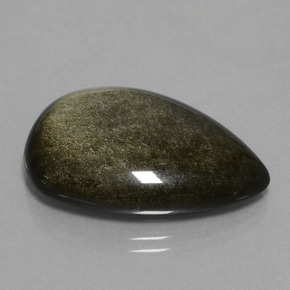 Obsidiana preto natural 28,31ct, formato de pêra, opaco