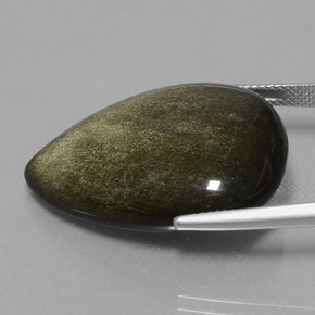 Obsidiana preto natural 28,31ct, formato de pêra, opaco