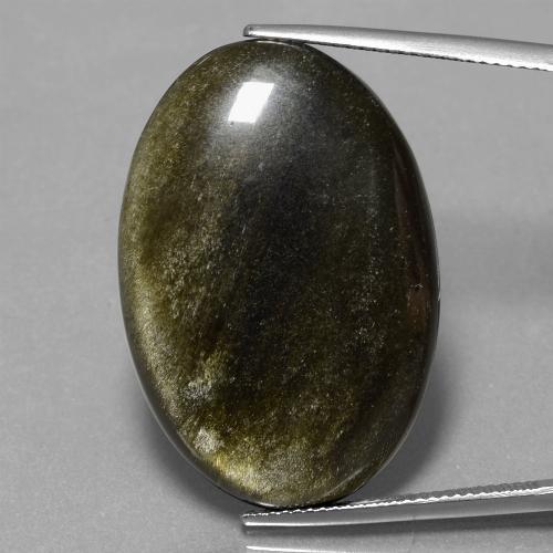 Obsidiana preto natural 28,44ct, corte oval, opaco