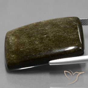 Obsidiana Preto com brilho dourado Natural 42.34ct, Almofada, Opaco