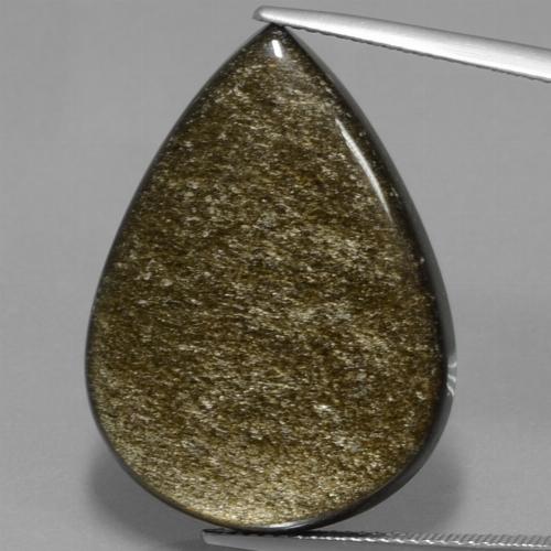 Obsidiana dourado natural 27,82ct, formato de pêra, opaco