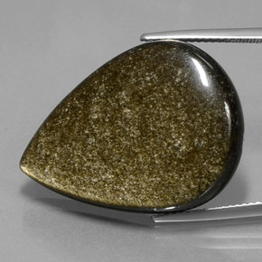 Obsidiana dourado natural 27,82ct, formato de pêra, opaco