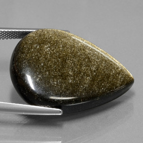 Obsidiana dourado natural 27,82ct, formato de pêra, opaco