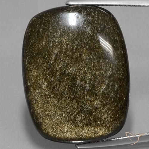30.10ct Natural Preto com brilho dourado Obsidiana, Almofada, Opaco