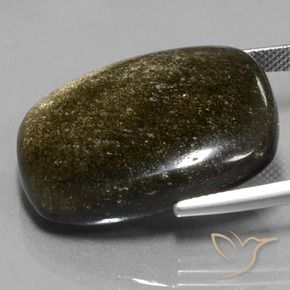 Obsidiana Preto com brilho dourado Natural 30.10ct, Almofada, Opaco