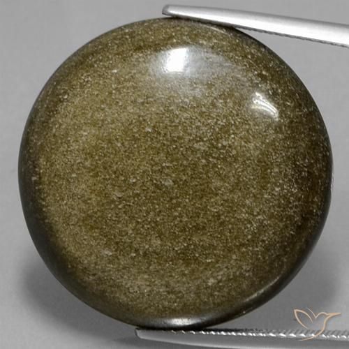 Obsidiana dourado natural 32,24ct, corte redondo, opaco