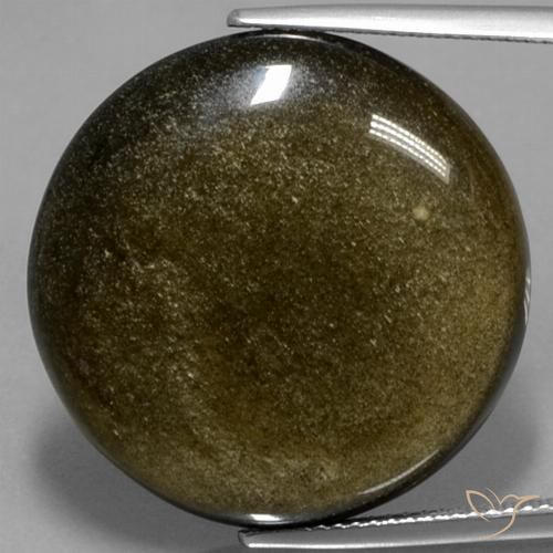 Obsidiana dourado natural 26,81ct, corte redondo, opaco