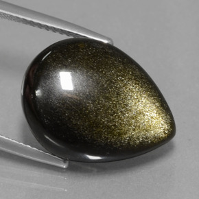 Obsidiana Brilho Dourado Natural 11.68ct, Formato de pêra, Opaco