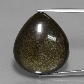 Obsidiana preto natural 14,33ct, formato de pêra, opaco