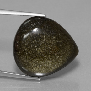 Obsidiana preto natural 14,33ct, formato de pêra, opaco