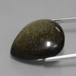 Obsidiana preto natural 14,33ct, formato de pêra, opaco