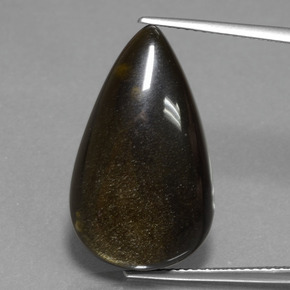 Obsidiana preto natural 13,80ct, formato de pêra, opaco